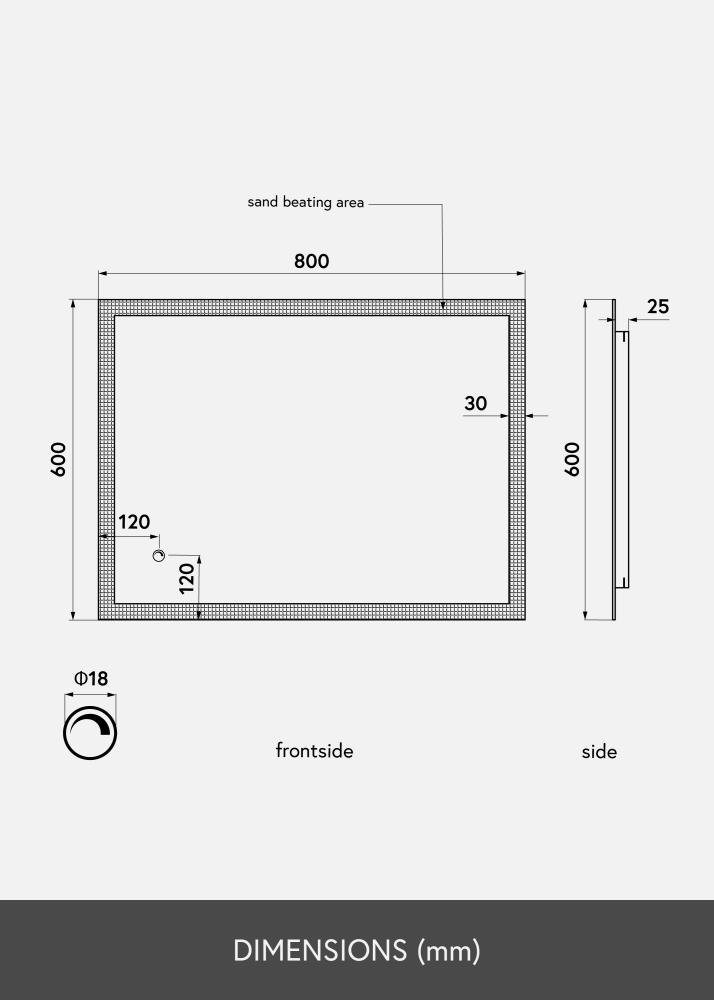 KAILA peegel Rectangle II LED 60x80 cm