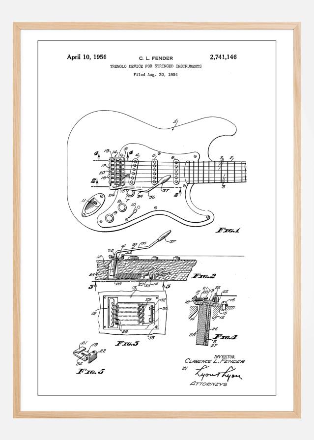 Patent Print - Tremolo Device - White reklaamplakat