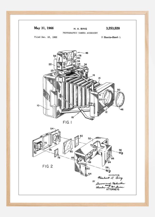 Patent Print - Photographic Camera - White reklaamplakat