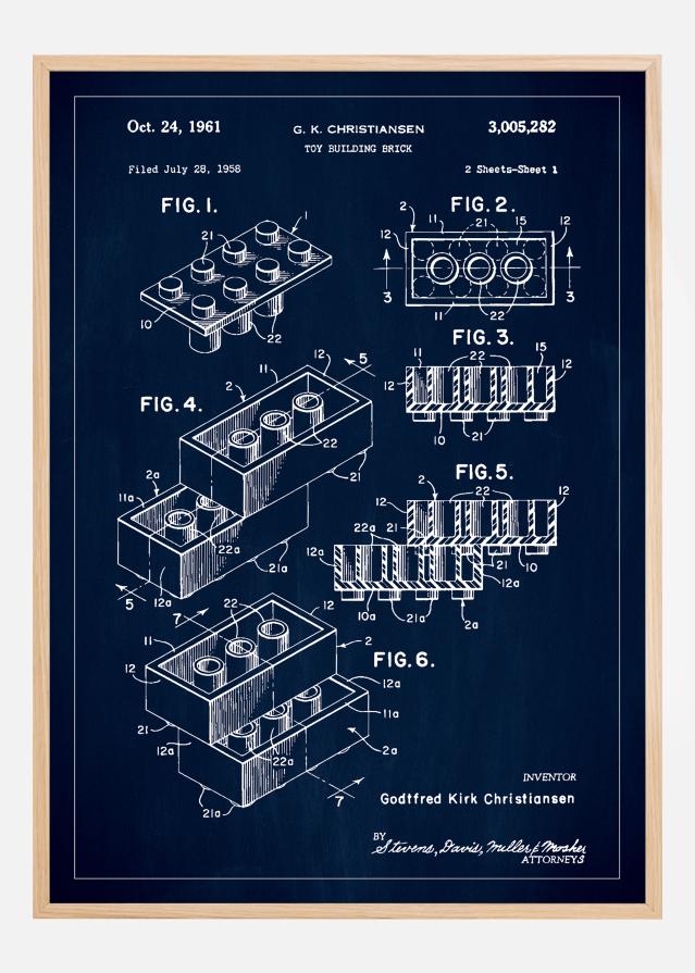 Patent Print - Lego Block I - Blue reklaamplakat