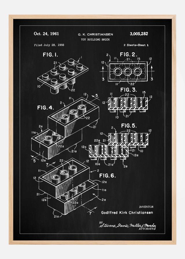 Patent Print - Lego Block I - Black reklaamplakat