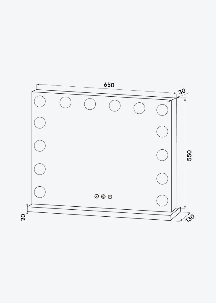 KAILA meikimispeegel Base LED 14 hobedane 65x56 cm