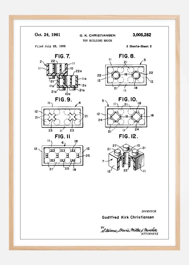 Patent Print - Lego Block II - White reklaamplakat