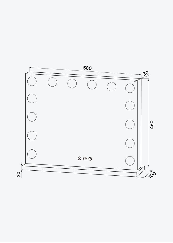 KAILA meikimispeegel Base LED 14 hobedane 56x46 cm