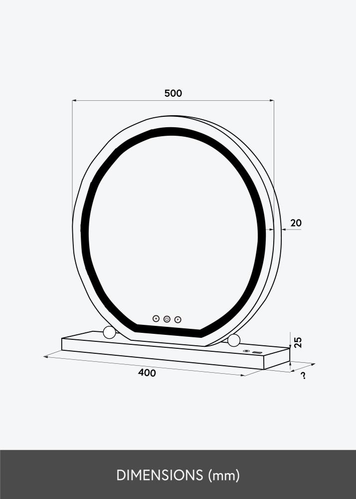 KAILA meikimispeegel Round LED valge 50 cm Ø