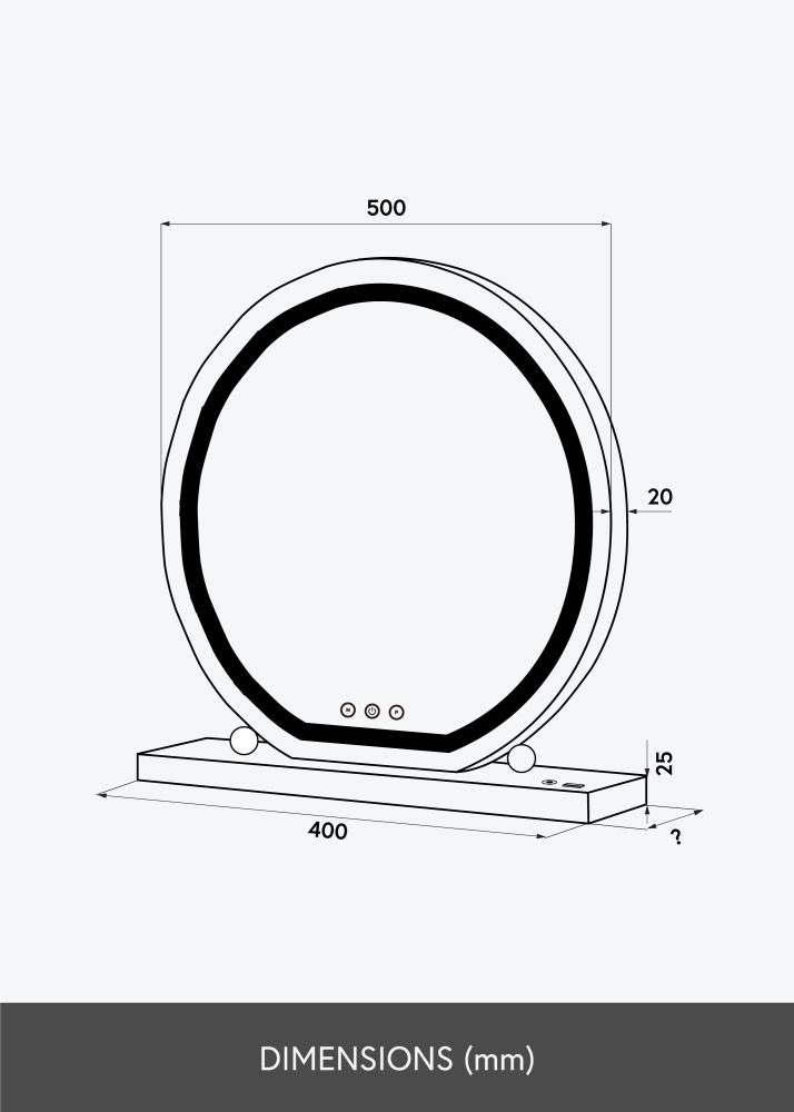 KAILA meikimispeegel Round LED muster 50 cm Ø