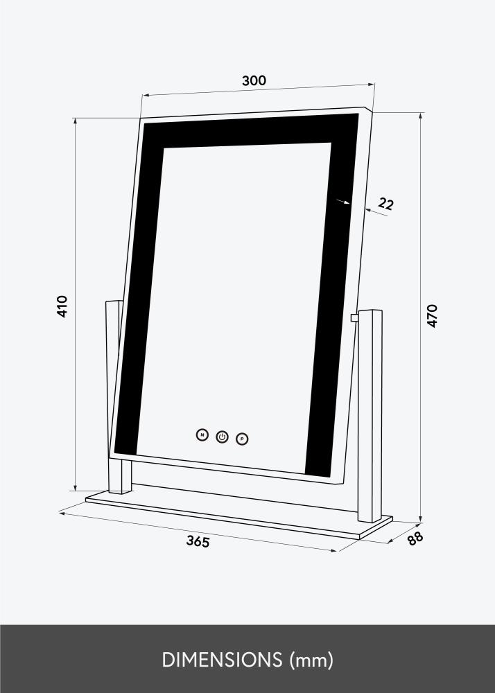 KAILA meikimispeegel Stand LED valge 30x41 cm