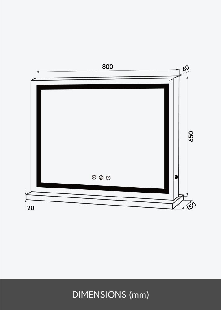 KAILA meikimispeegel Vanity LED valge 80x65 cm