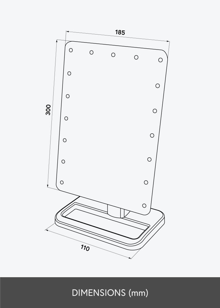 KAILA meikimispeegel LED m. Bluetooth kolar muster 18x30 cm