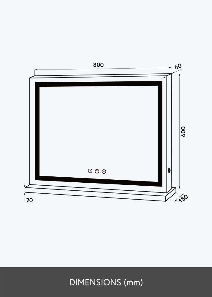 KAILA meikimispeegel Base Horisontal LED valge 80x60 cm