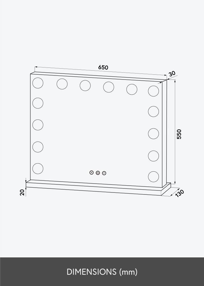 KAILA meikimispeegel Base LED 14 hobedane 65x56 cm