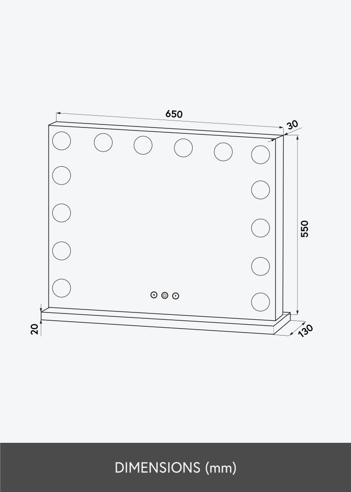 KAILA meikimispeegel Base LED 14 muster 65x56 cm