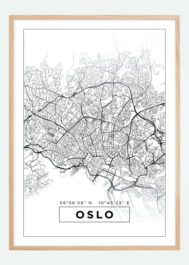 Kaart - Oslo - valge reklaamplakat