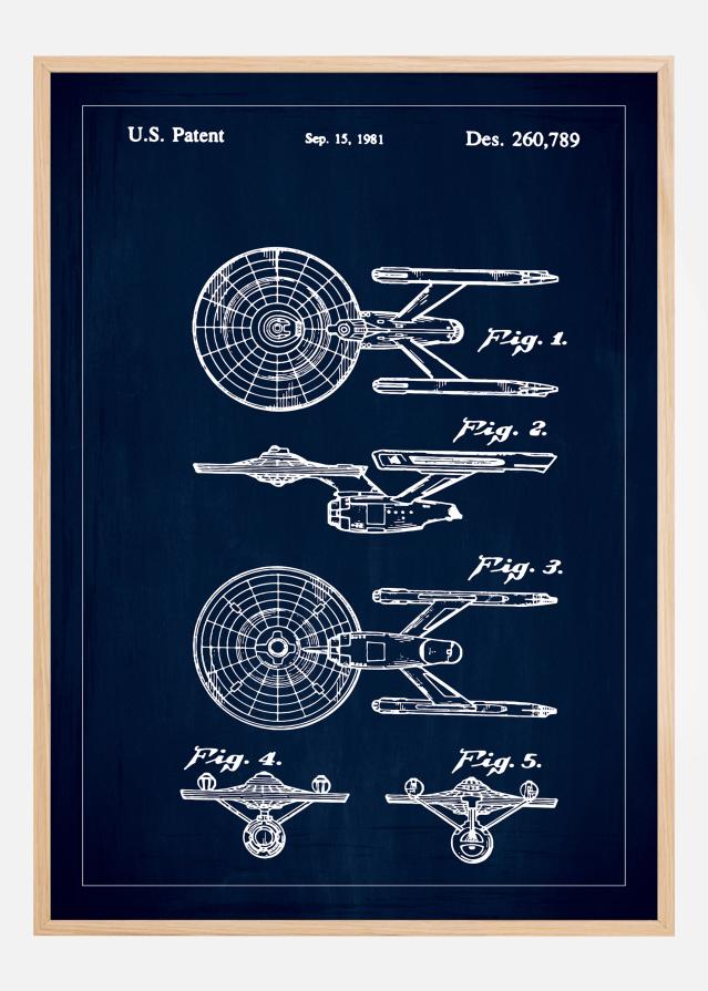 Patenteeritud joonistus - Star Trek - USS Enterprise - sinine reklaamplakat