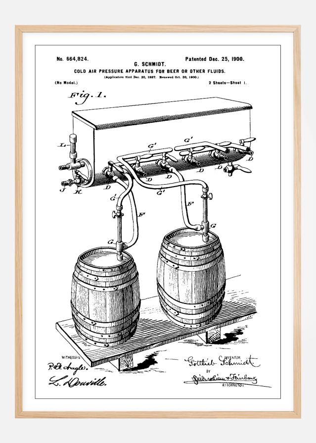 Patent Print - Beer Kegs - White reklaamplakat