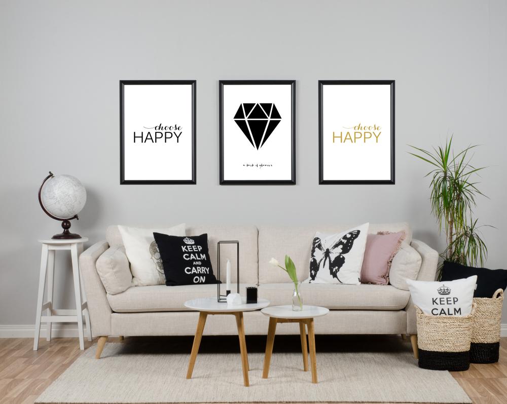 Choose happy - Svart reklaamplakat