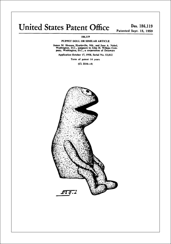 Patenteeritud joonistus - muppetid - Kermit sees Plakat