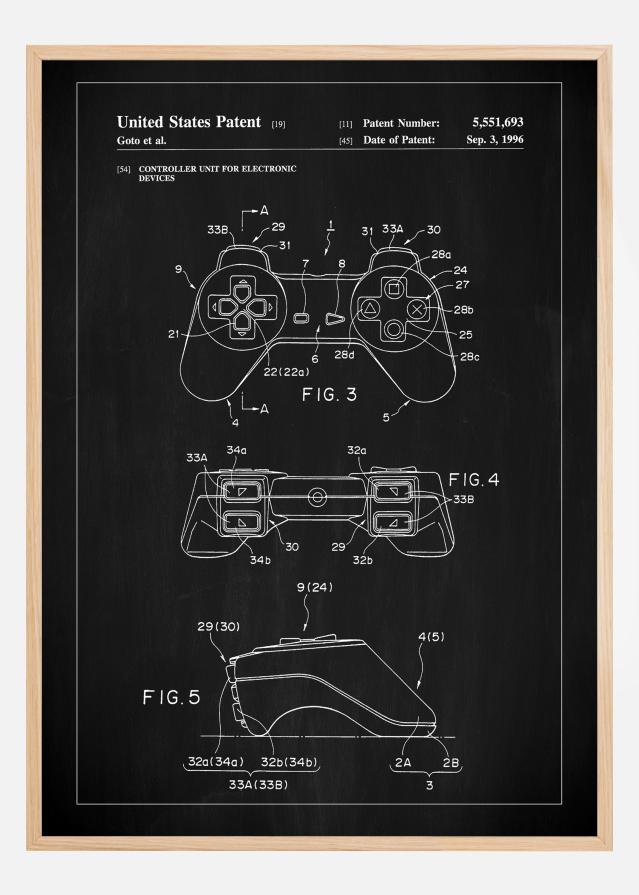 Patent Print - Game Controller II - Black reklaamplakat