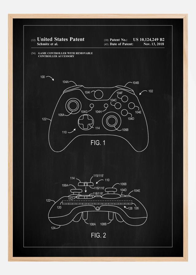 Patent Print - Game Controller III - Black reklaamplakat