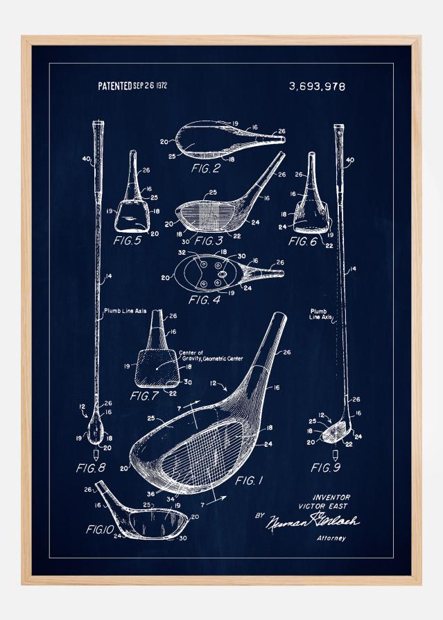 Patent Print - Golf Club - Blue reklaamplakat