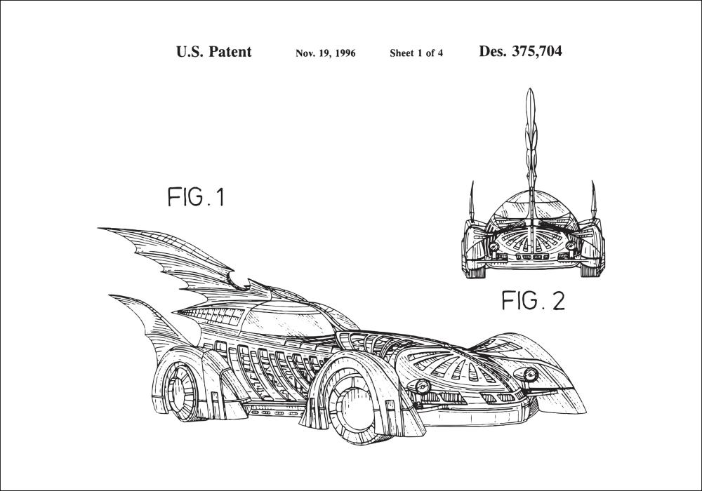 Patenteeritud joonistus - Batman - Batmobile 1996 sees reklaamplakat