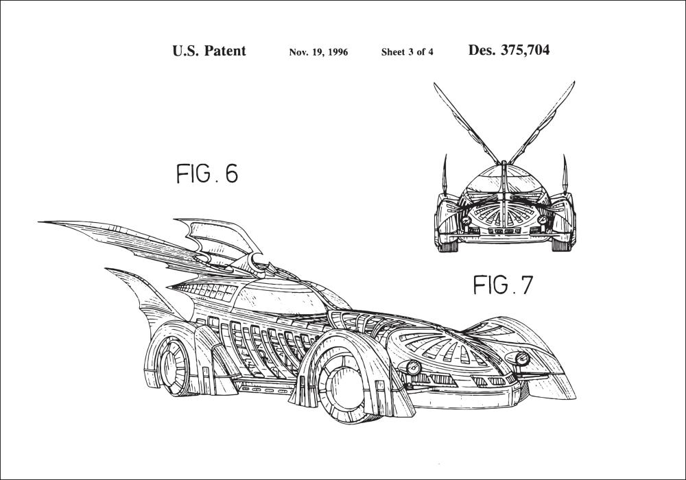 Patenteeritud joonistus - Batman - Batmobile 1996 III reklaamplakat