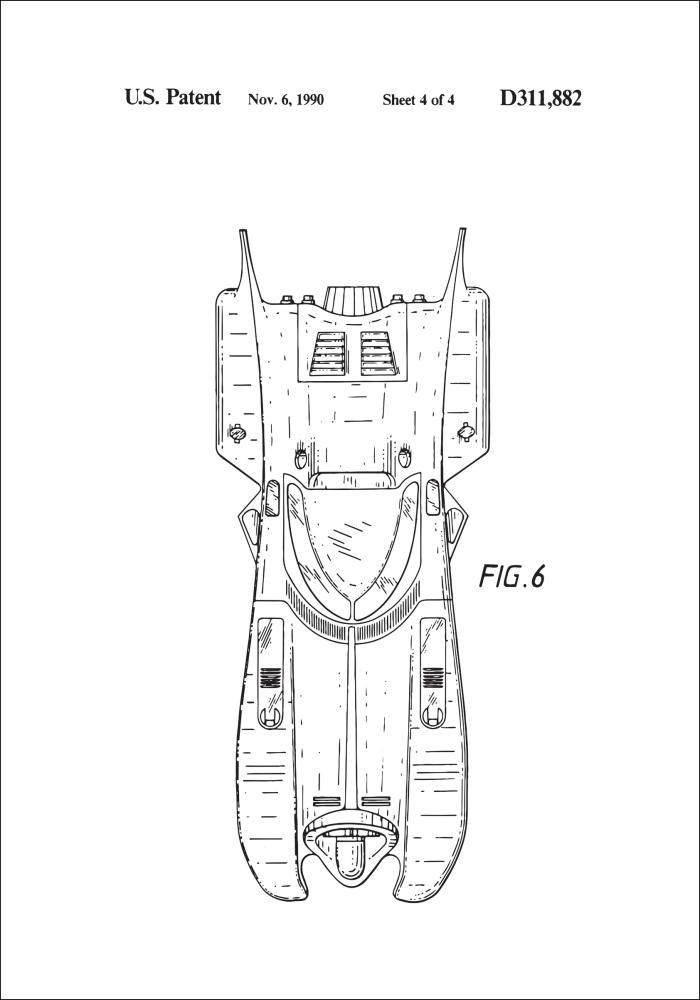 Patenteeritud joonistus - Batman - Batmobile 1990 IIII reklaamplakat