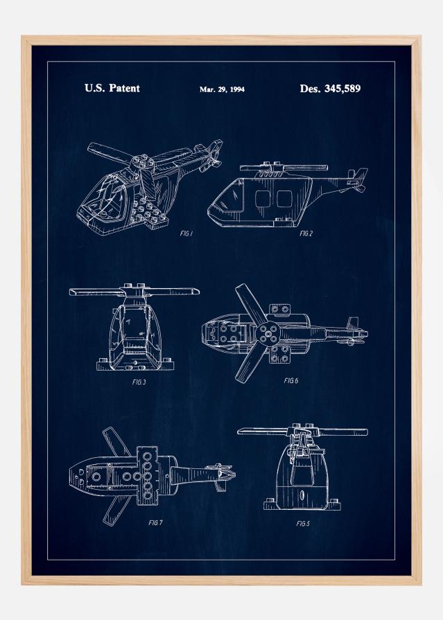 Patent Print - Lego Helicopter - Blue reklaamplakat