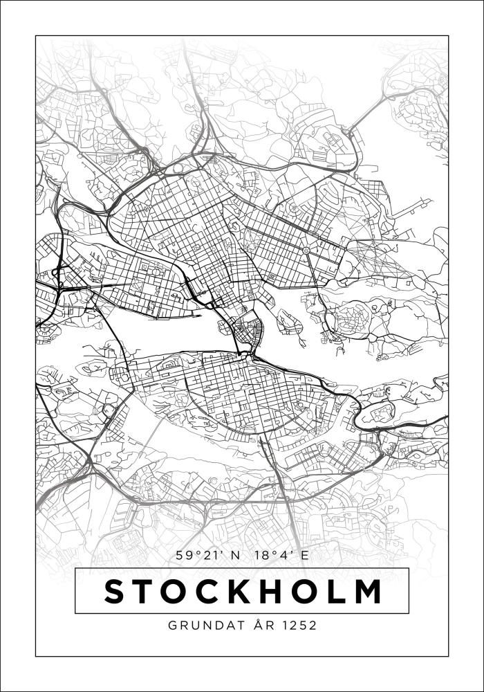 Kaart - Stockholm - valge reklaamplakat