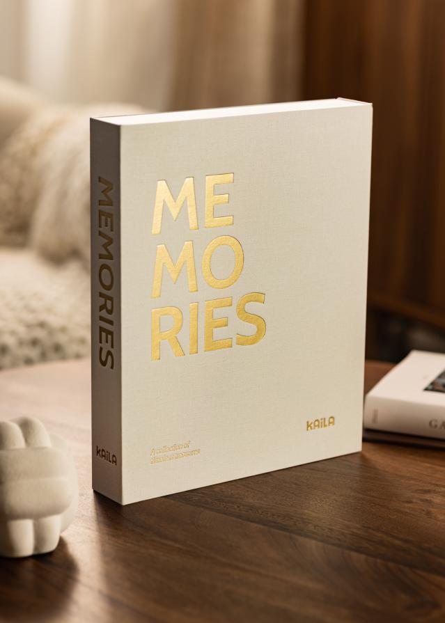 KAILA MEMORIES Cream - Coffee Table Photo Album (60 mustad lehekuljed)