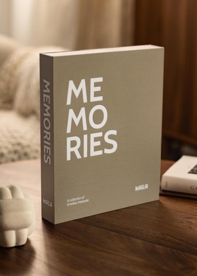 KAILA MEMORIES Grey/White - Coffee Table Photo Album (60 mustad lehekuljed)