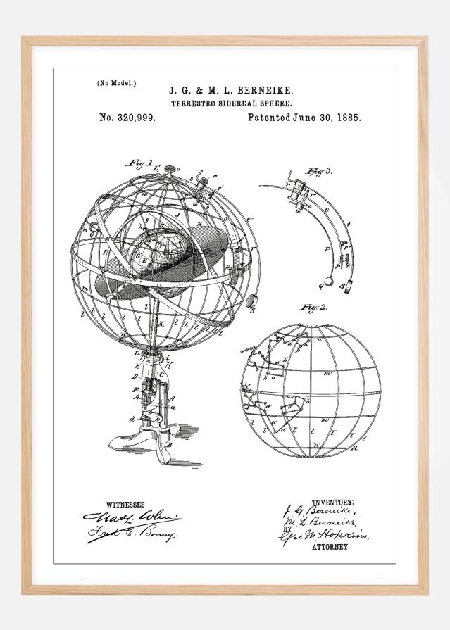 Patenteeritud joonistus - astronoomiline mudel - valge reklaamplakat