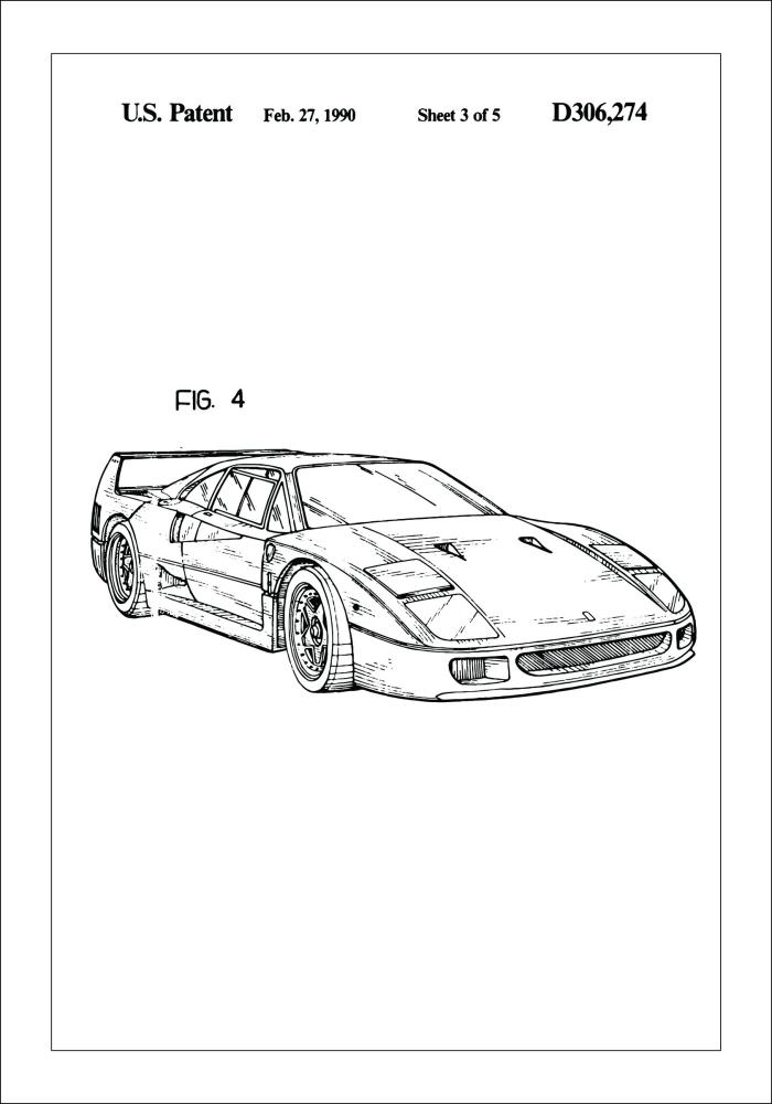 Patenteeritud joonistus - Ferrari F40 II Plakat