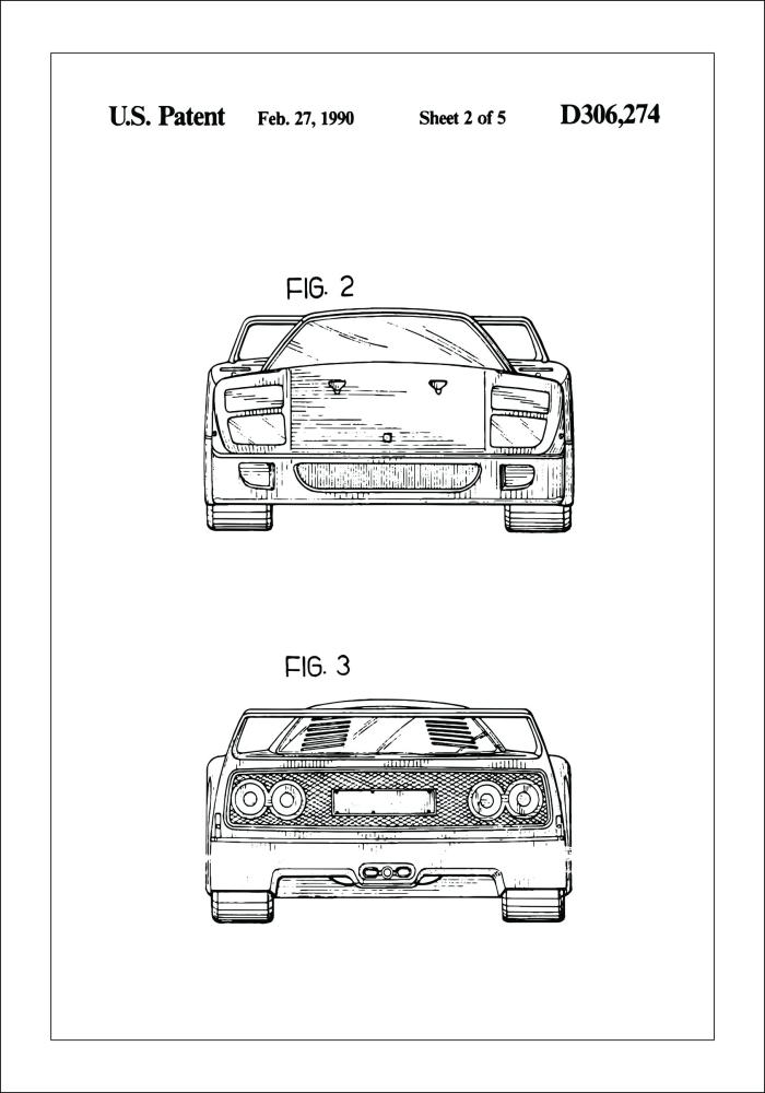 Patenteeritud joonistus - Ferrari F40 III Plakat